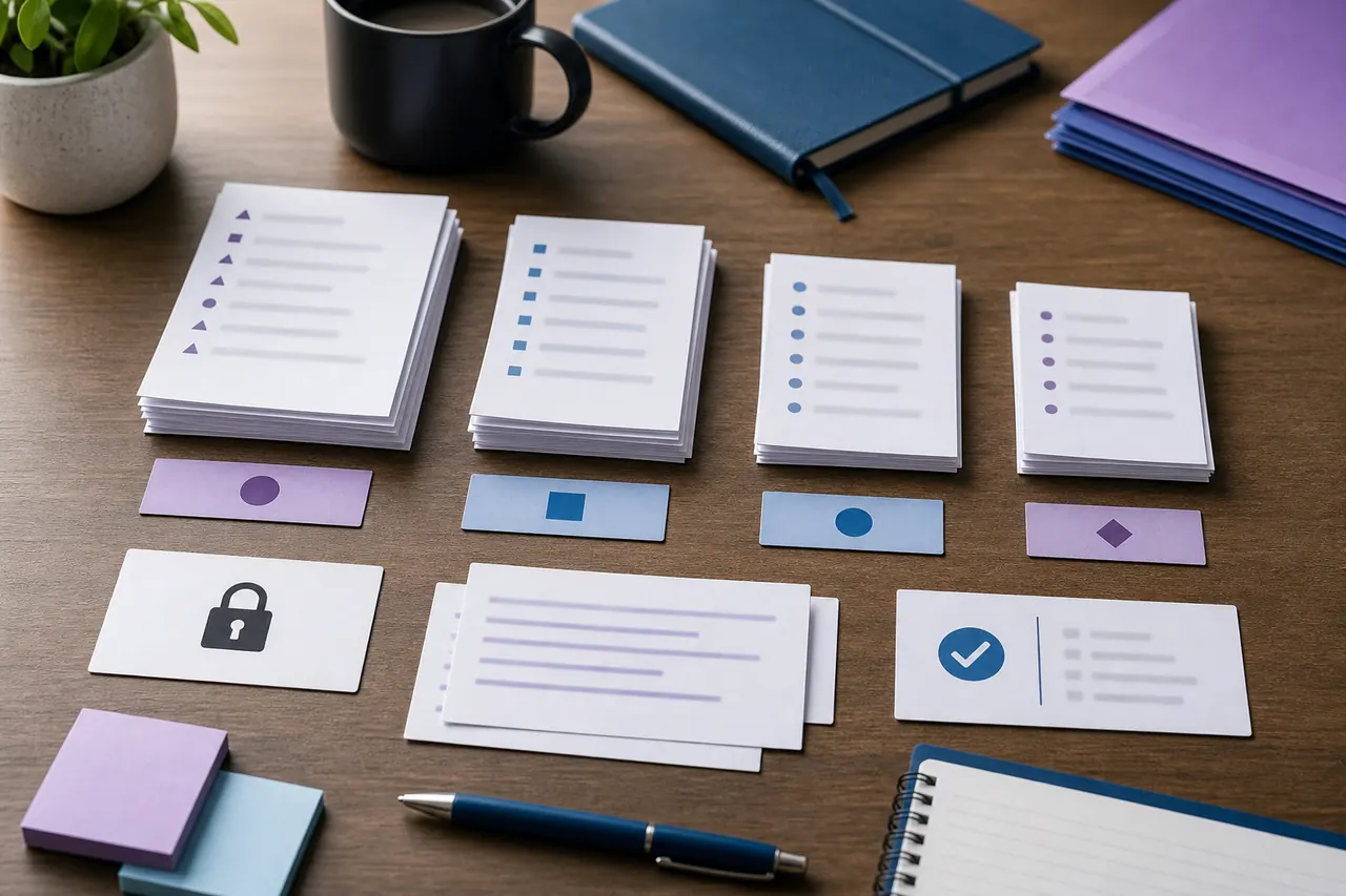Workflow review notes and information boundary cards